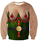 Uideazone Unisex Ugly Christmas Sweater 3D Funny Boobs Design Printed Novelty Xmas Pullover Sweatshirt Shirt for Men Women