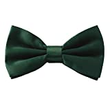 Men's Pre-Tied Adjustable Length Solid Color Tuxedo Bow Tie, Matte Dark Green