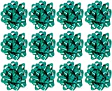 The Gift Wrap Company Decorative Confetti Gift Bows, Large, Green, pack of 12