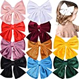 Velvet Hair Bows Girls 6" 10PCS Big Boutique Alligator Clips Vintage Accessories for Baby Toddlers Teens Kids