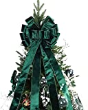BUVANE Christmas Tree Topper,48x13 Inches Velvet Toppers Bow,Large Decorative Bows for Christmas Decoration (Green)