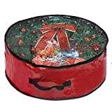 ProPik Christmas Wreath Storage Bag 36" - Garland Holiday Container with Clear Window - Tear Resistant Fabric - 36" X 36" X 8" (Red)