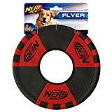 Nerf Dog Trackshot Toss and Tug Ring Dog Toy, Lightweight, Durable and Water Resistant, 9 Inches, For Medium/Large Breeds, Single Unit, Red/Black