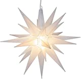 Kringle Traditions 14" LED Moravian Lighted Star (Frosted White) - Hanging Lighted Stars, Light Up Stars