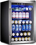 Antarctic Star Beverage Refrigerator Cooler - 145 Can Mini Fridge Glass Door for Soda Beer or Wine Small Drink Dispenser Clear Front for Home, Office or Bar, Black,4.4cu.ft