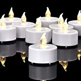 Paichi Battery Operated Flameless Tea Lights:Led Flickering Electric Votive Candle 24 Pack Realistic and Bright for Seasonal and Festive Celebrations and Holiday Gifts Warm White Lamp Long Lasting