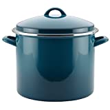 Rachael Ray Enamel on Steel Stock Pot/Stockpot with Lid, 12 Quart, Marine Blue