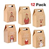 Christmas Cookies and Candy Boxes (12Pack),Konait Kraft Paper Christmas Gift Boxes Treat Boxes Goody Boxes Xmas Favor Bags for Christmas Presents Little Toys Christmas Party Favor Supplies Decorations