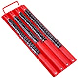 CARBYNE 80 Piece Socket Organizer Tray, Fits 1/4-Inch, 3/8-Inch, 1/2-Inch Drive Sockets, Heavy Duty Socket Rail, Red Rails with Black Clips