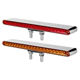 Partsam 2Pcs 12" Red / Amber LED Combo Double Face Truck Semi Trailer Light Bars 20LED Waterproof with Double Studs Sealed Truck Trailer Led Pedestal Turn Signal Stop Tail Marker Clearance Lights 12V