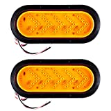 6 Inch Amber 35 LED Sequential Arrow Pointing Turn Trailer Tail Light Oval Semi Truck Park Signal Lights [IP67] RV DOT Certified Taillight [Bright LED Colored Lens] Grommet & Plugs Included [2 Pack]