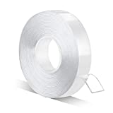 Double Sided Adhesive Tape – 1/2inch 10ft Removable Strong Adhesive Mounting Tape No Residue Transparent Tape for Fixing Carpets/Paste Items/Craft Wall Mounting, Household (Pack of 1 Roll)