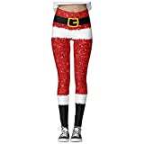 DZQUY Women's Ugly Christmas Holiday Leggings High Waist Santa Claus Snowman Print Athletic Workout Yoga Leggings Pants（White，XX-Large）