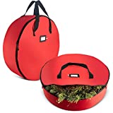 2-Pack Christmas Wreath Storage Bag 36" - Artificial Wreaths, Durable Handles, Dual Zipper & Card Slot, Holiday Xmas Tear-Resistant Storage Container 420D Oxford Fabric