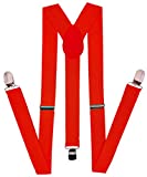 Navisima Women Adjustable Elastic Y Back Style Suspenders With Strong Metal Clips, Red