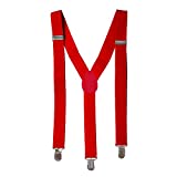 CoverYourHair Red Suspenders - Suspenders - Adjustable Suspenders - Y Back Suspenders - Solid Suspenders