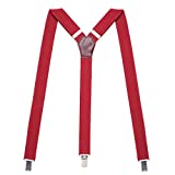 Action Ward Womens Suspenders – Y Back Style – 1" Width - Comfortably Adjustable Elastic Straps and Metal Clips (Burgundy)