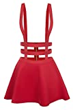 Urban CoCo Womens Elastic Waist Pleated Short Braces Skirt (Small, Red)