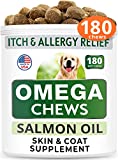 Bark&Spark Omega 3 for Dogs - 180 Fish Oil Chews - Allergy & Itch Relief - Anti-Shedding - Hot Spots Treatment - Joint Health - Skin and Coat Supplement - EPA & DHA Fatty Acids - Salmon Oil