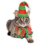 Vehomy Cat Christmas Costume Elf Hat and Bell Collar Xmas Pet Costume Accessories for Cat and Puppy 2Pcs