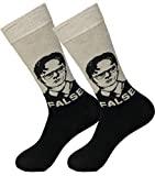 Balanced Co. Dwight Schrute Dress Socks Rainn Wilson Funny Socks Crazy Socks Casual Cotton Crew Socks (False Black/Gray)