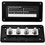 IZTOR 300A Bus Bar Box Heavy Duty Module Design Battery Power Distribution Junction Terminal Block with 4X M8 Copper Terminal Studs Marine Ground DC12 24 48V（Black）