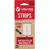 VELCRO Brand ECO Collection Stick On Adhesive Strips 2 1/2in x 3/4in, Sustainable 30% Recycled Material, 8ct White