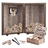 Y&K Homish Guest Book for Wedding Alternative Rustic Wedding Decorations for Reception Wedding Signs Guest Book with Pen 160 Blank Wooden Hearts