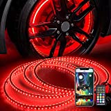 Generic Yiswhis 15.5inch RGB LED Wheel Ring Light Kit w/Turn Signal and Braking Functionand Can Controlled by Remote and app Simultaneously with Lock Function -Double Row, ZS-WR2-PR