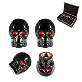 Dsycar Black Skull Style Antirust Copper Core Truck Motorcycle Bike Car Tires Valve Stem Caps , 4Pcs/Box