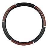 GG Grand General 54041 18 Inches Steering Wheel Cover Dark Wood with Black Hand Grips