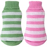 Weewooday 2 Pieces Dog Cat Sweater Striped Pet Sweater Kitten Turtleneck Clothes Puppy Winter Knitwear Warm Winter Pet Clothing for Small Dog Cat Kitten Kitty Puppy, XS Size