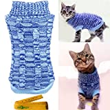 Wiz BBQT Casual Elegant Cat Dog Pet Sweater Turtleneck Knitted Knitwear Outerwear with Collar for Dogs & Cats Pets (XS, Blue)