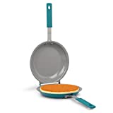 GOTHAM STEEL Nonstick Double Pan-Easy to Flip Pan Fluffy Omelets Pancake Pan with Rubber Grip Handle, Dishwasher Safe, Ocean Blue