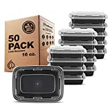 Freshware Meal Prep Containers [50 Pack] 1 Compartment Food Storage Containers with Lids, Bento Box, BPA Free, Stackable, Microwave/Dishwasher/Freezer Safe (16 oz)
