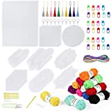 Pllieay 117 Pieces Mesh Plastic Canvas Kit Including 43 Pieces Clear Plastic Canvas Sheets, 12 Color Acrylic Yarn, Embroidery Tools and Trinkets for Embroidery Plastic Canvas Craft