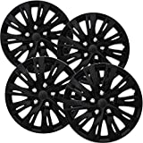 OxGord Hubcaps Wheel Covers - (Set of 4) Hub Caps Wheels Rim Cover - Car Accessories Silver Hubcap Standard Steel Rims - Snap On Auto Tire Replacement Exterior Cap (Ice Black, 16 Inch)