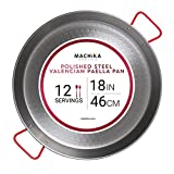 Machika Skillet Pan | Carbon Steel Paella Pan | Carbon Steel Pans for Cooking | Thin Carbon Steel Pan for Paella | Perfect for Outdoors, Camping, Restaurants, and More | 12 Servings | 18 In |