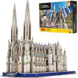 CubicFun 3D Puzzles for Adults National Geographic St. Patrick's Cathedral Model Kits, New York Architecture Puzzles for Adults Desk Building Puzzles for Kids Ages 8-10 with Booklet, 117 Pieces