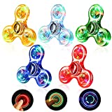 SCIONE Fidget Spinner 5 Pack, Christmas Party Favors Light up Fidget Toys for Kids-LED Crystal Fidget Packs Finger Toy Hand Fidget Spinner-ADHD Anxiety Toys Stress Relief Reducer