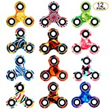 SCIONE Fidget Spinner 12 Pack ADHD Stress Relief Anxiety Toys Best Autism Fidgets Spinners for Adults Children Finger Toy with Bearing Focus Fidgeting Restless Colorful Hand Spinning Party Favor