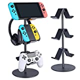 KELJUN Controller Stand 3 Tier,Headphone Holder, Multi Adjustable Game Controller Headset Hanger for All Universal Gaming PC Accessories, Xbox PS4 PS5 Nintendo Switch(Smart Black)