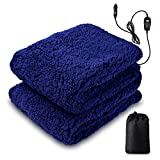Sherpa Thermal Travel Blanket, Soft Plush Warm Fuzzy with Temperature Control –Fire Proof, Overheat Protection 60 "x 50", for Home, Car, or Office Zento Deals