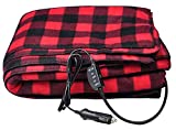 H-Hour Electric Blankets - 12V Electric Car Heating Blanket Fleece Blanket for Winter Cold Weather Car Travel and Camping Use (Black/Red)