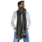 Tumia LAC - Striped Thick, Extra Long Luxurious Scarf - Handmade and Very Warm - Unisex - Grey
