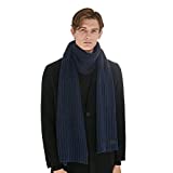 CACUSS Men's Long Thick Cable Cold Winter Warm Scarf Soft Knitted Neckwear (One size, Navy)