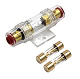 Carviya 4-8 Gauge AWG in-line Waterproof Fuse Holder with Two 80 80Amp AGU Type Fuses For Car Audio/Alarm/Amplifier/Compressors (80Amp, 1 Pack)