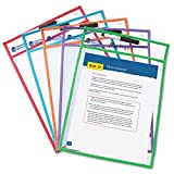 Learning Resources Write and Wipe Pockets, 5 Colorful Classroom Dry Erase Pockets, Ages 3+