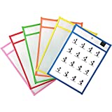 6 Pack Dry Erase Pockets Sleeves, 10 x 13 inches, Assorted Colors