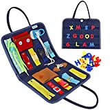 Esjay Toddler Busy Board, Sensory Board for Fine Motor Skill, Montessori Toys Educational Learning Toddler Activities for Travel Car Airplane, Toys Gifts for 1 2 3 4 Year Old Boys Girls(Blue)